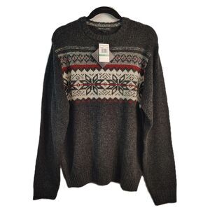 Vtg New TRICOTS ST. RAPHAEL Men's Large Gray Snowflake Intarsia Pullover Sweater